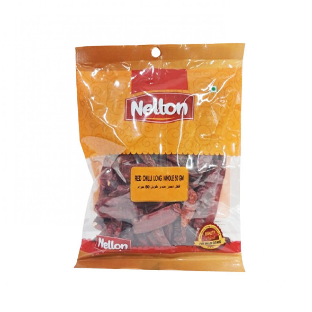 Nellon Red Chilli Long Whole 50Gm Nellon Red Chilli Long Whole 50Gm