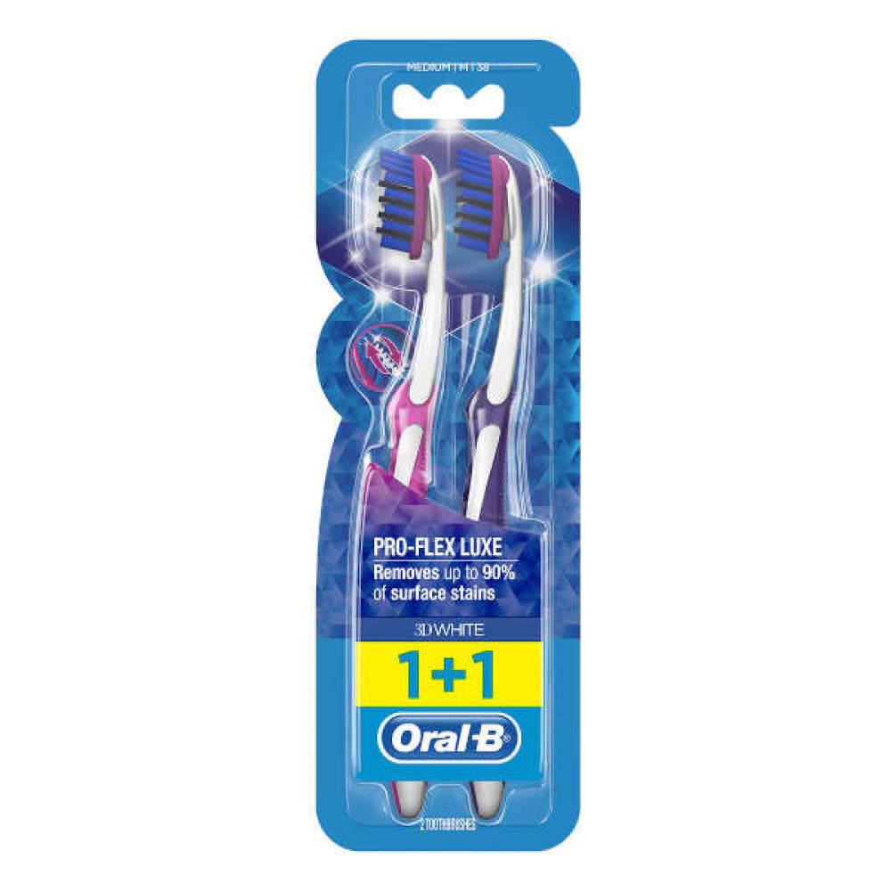 Oral B Pro-flex Luxe Toothbrush 3D White Medium 1+1  Oral B Pro-flex Luxe Toothbrush 3D White Medium 1+1