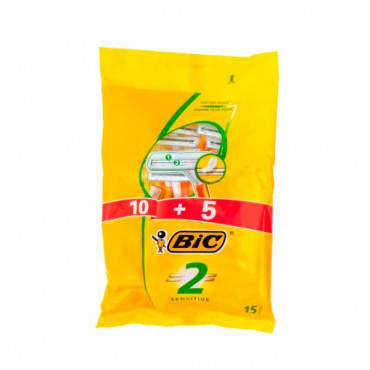 Bic 2 Sensitive Disposable Razors 10 + 5 Free 