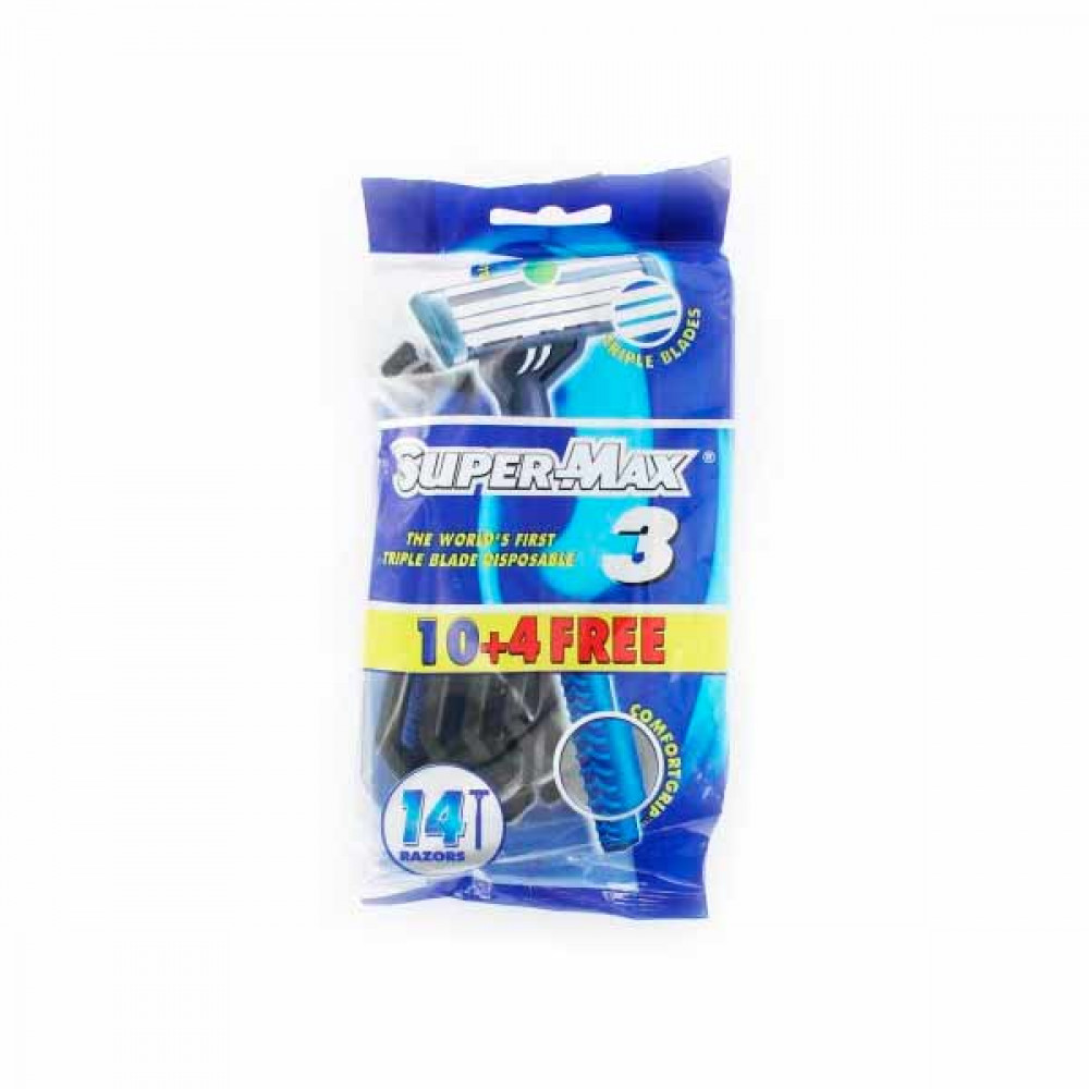 Supermax 3 Disposable Razors 10 + 4 Free  Supermax 3 Disposable Razors 10 + 4 Free