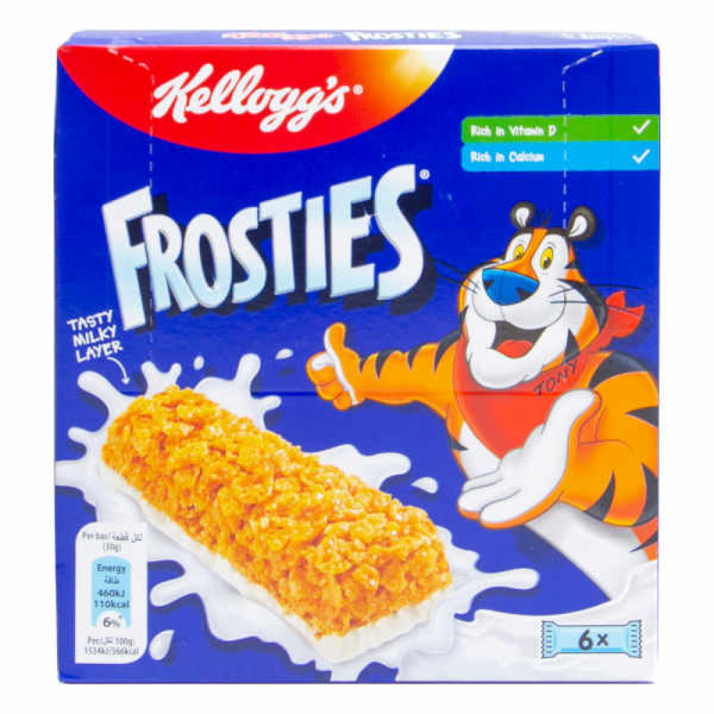 Kelloggs Frosties Cereal & Milk Bars 6 x 25gm  Kelloggs Frosties Cereal & Milk Bars 6 x 25gm