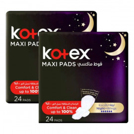 Kotex Maxi Pads Night + Wings 2 x 24 Pads