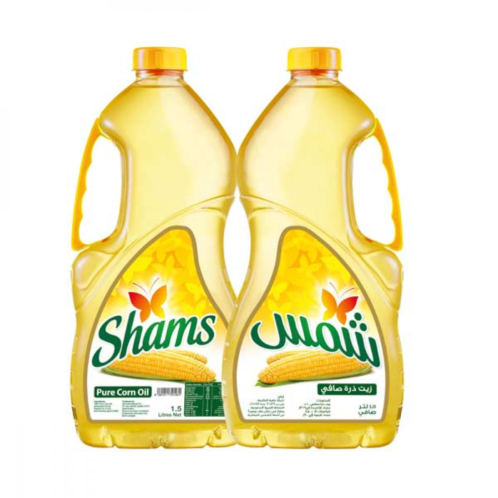 Shams Corn Oil 2 x 1.5Ltr  Shams Corn Oil 2 x 1.5Ltr