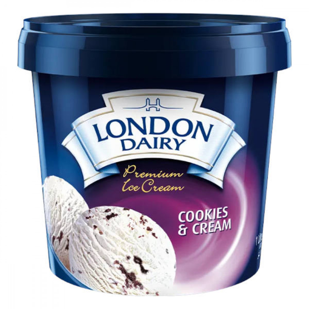 London Dairy Ice Cream Cookies & Cream 1Ltr  London Dairy Ice Cream Cookies & Cream 1Ltr