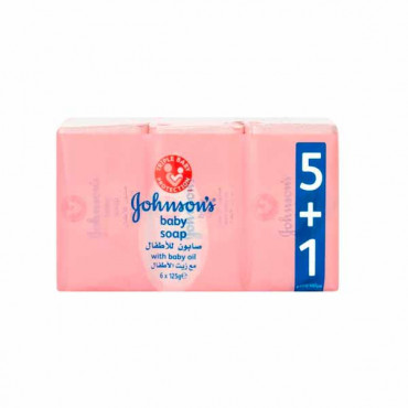 Johnson-s Baby Soap With Baby Oil 125gm 5 + 1 Free 