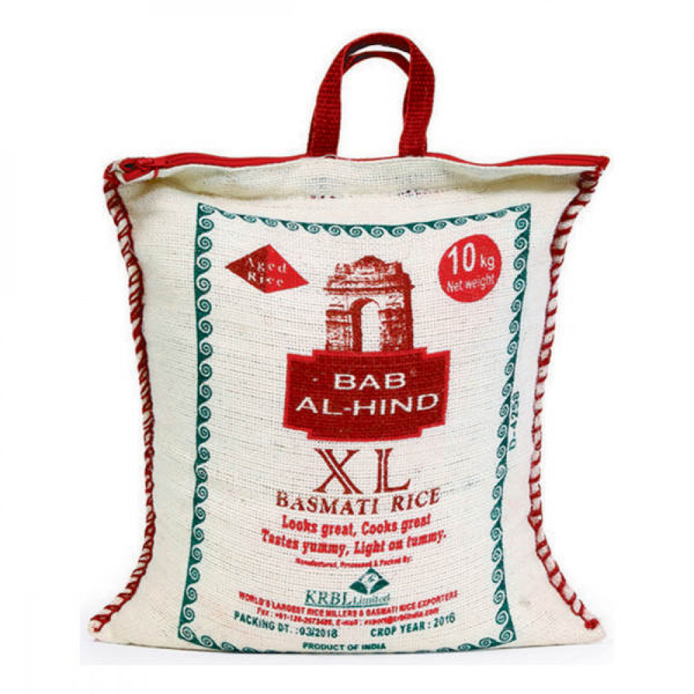 Bab Al Hind XL Basmati Rice 10Kg  Bab Al Hind XL Basmati Rice 10Kg