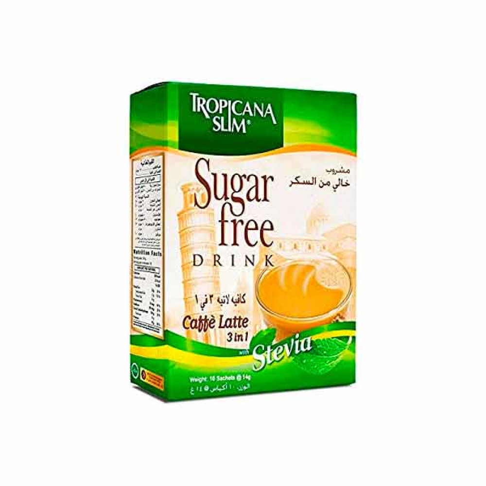 Tropicana Slim Caffe Latte 3 In 1 Drink With Stevia 140gm  Tropicana Slim Caffe Latte 3 In 1 Drink With Stevia 140gm
