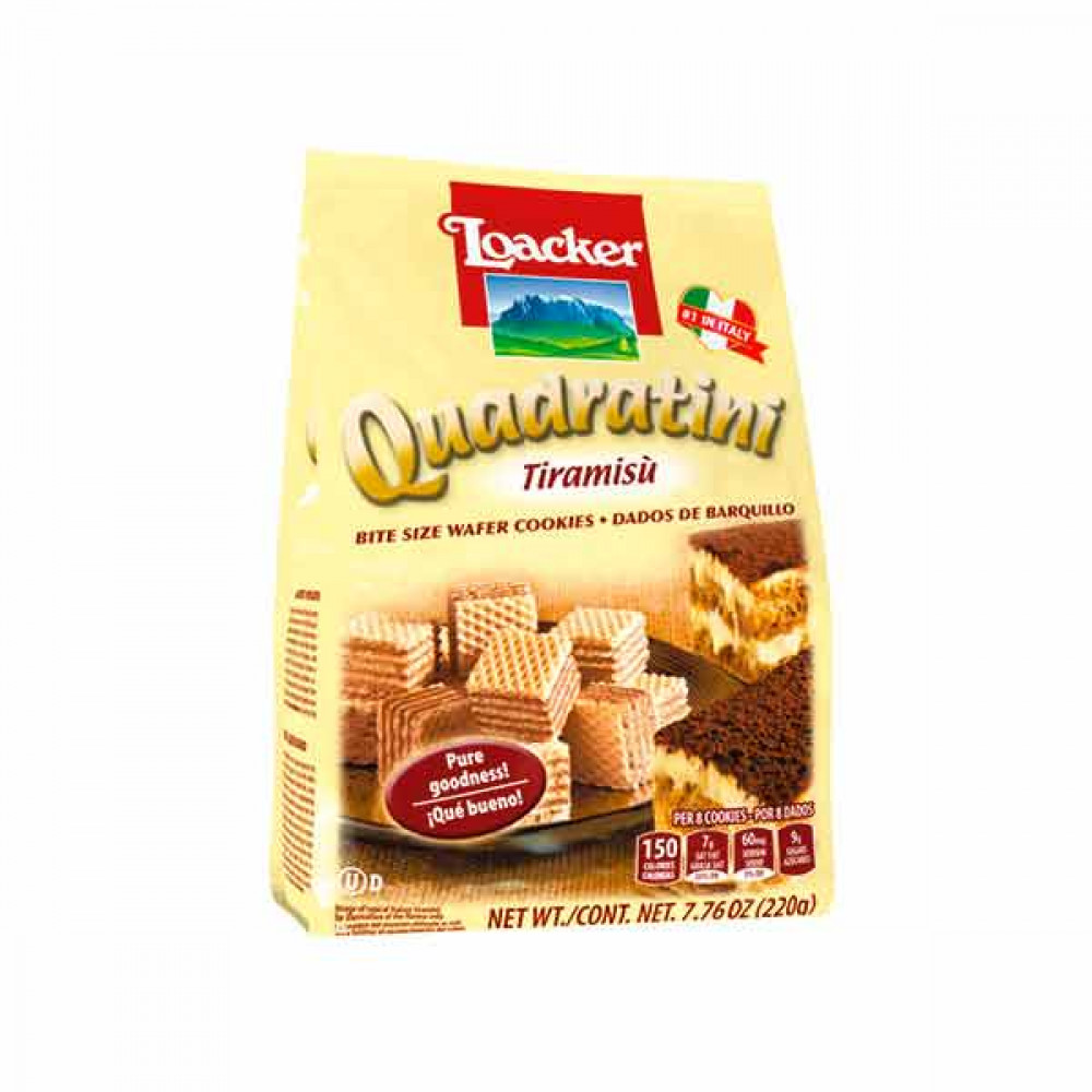 Loacker Quadratini Tiramisu 220gm  Loacker Quadratini Tiramisu 220gm