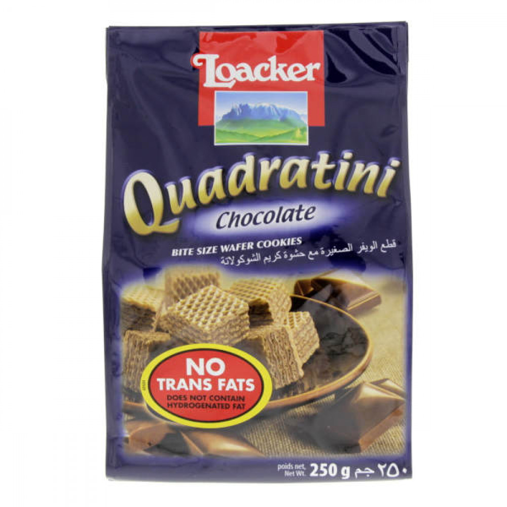Loacker Quadratini Chocolate Wafer Bites 250gm  Loacker Quadratini Chocolate Wafer Bites 250gm