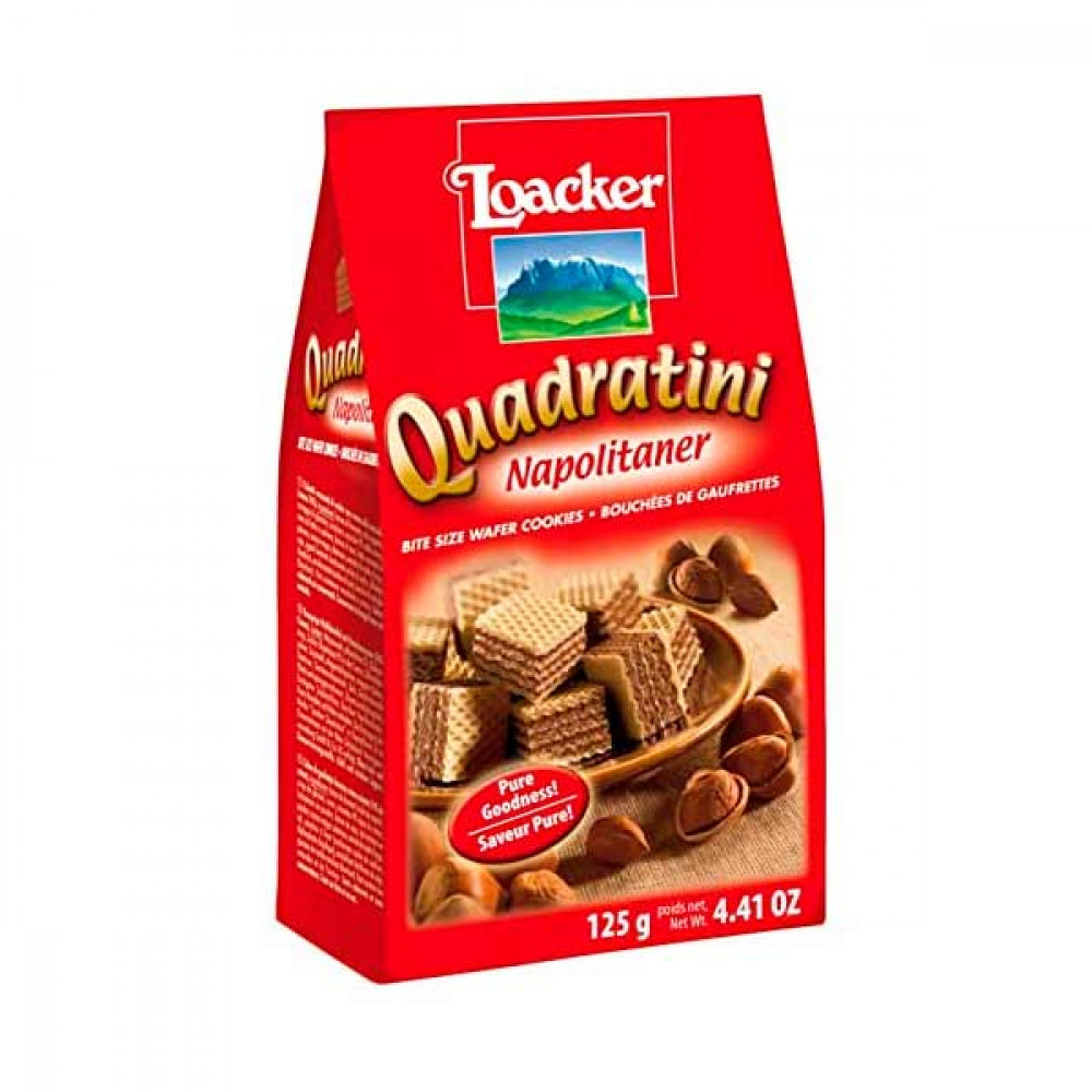 Loacker Wafers Quadratini Napolitaner 125gm  Loacker Wafers Quadratini Napolitaner 125gm