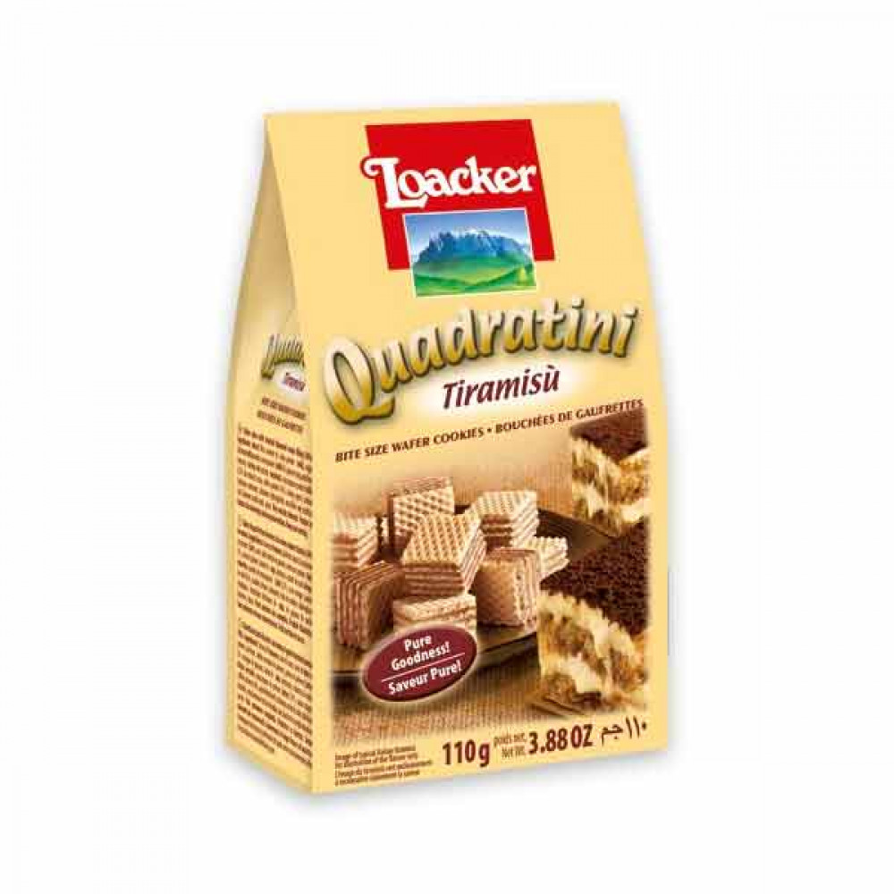 Loacker Quadratini Wafers Tiramisu 110gm  Loacker Quadratini Wafers Tiramisu 110gm