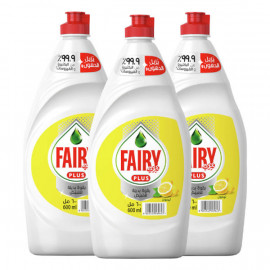 Fairy Plus Dishwashing Liquid Lemon 3 x 400ml