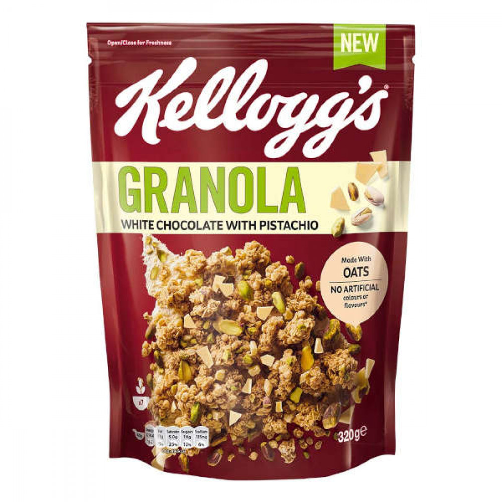 Kellogg's Granola White Chocolate with Pistachio 320gm  Kellogg's Granola White Chocolate with Pistachio 320gm