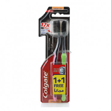 Colgate Toothbrush Slim Soft Charcoal 1 + 1 Free 