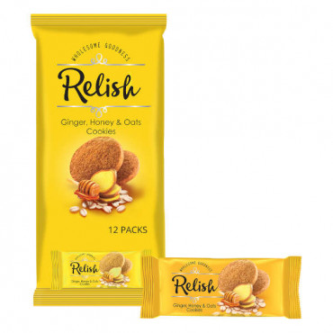 Nabil Relish Ginger, Honey &; Oats Cookies 12 x 42gm 