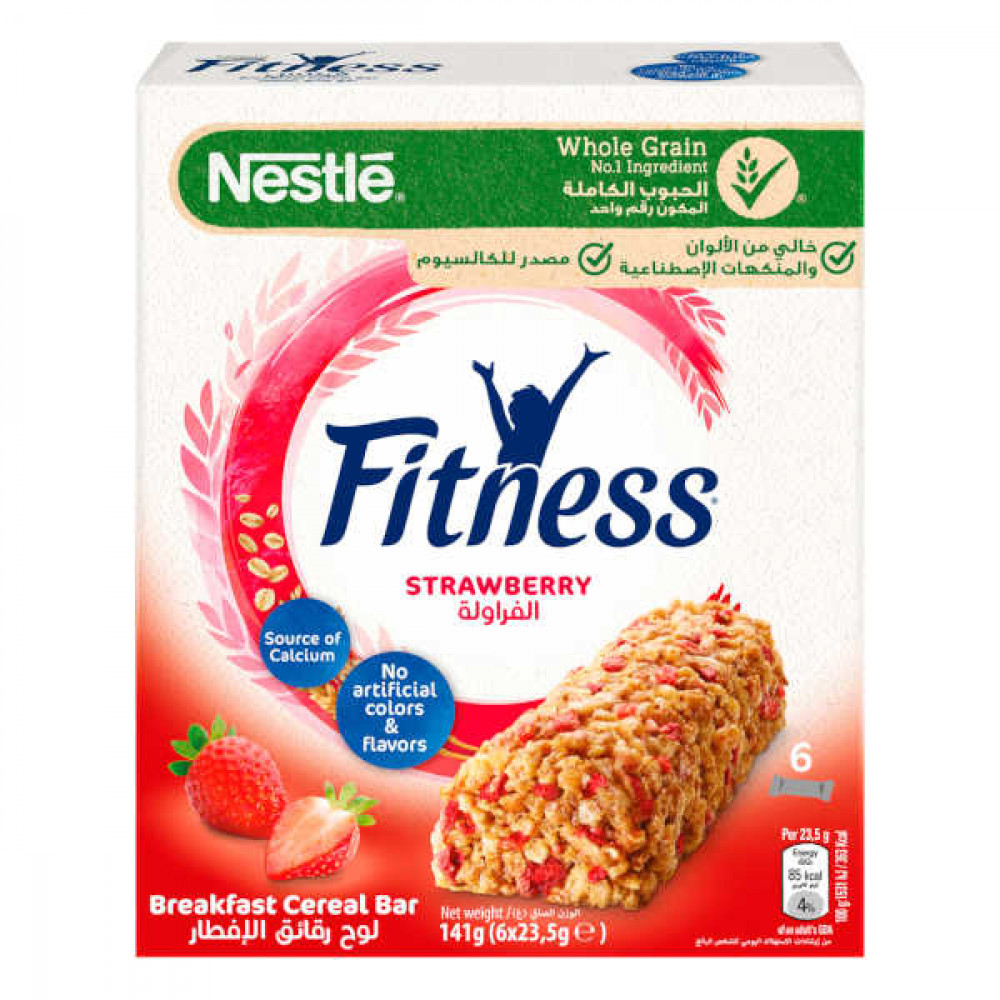 Nestle Fitness Breakfast Cereal Bar Strawberry 6 x 23.5gm 
